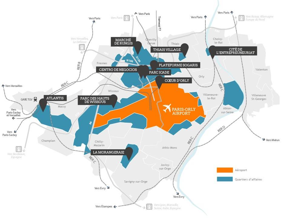 Carte de l'immobilier d'entreprise à Orly Paris